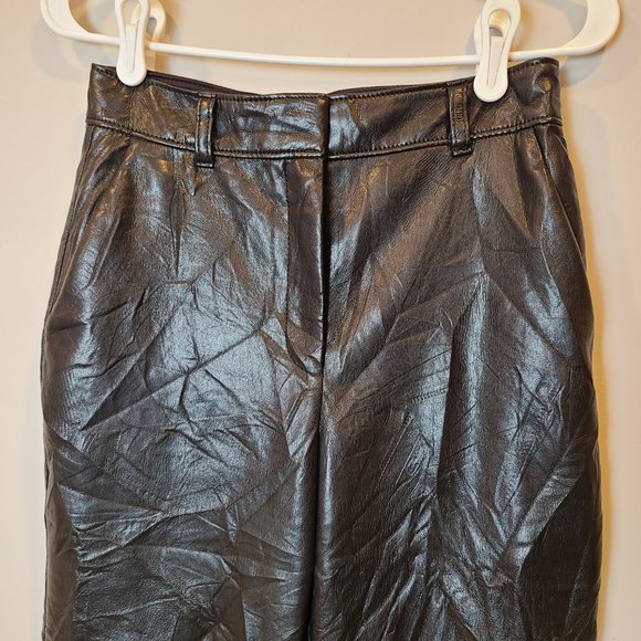 Aritzia Babaton Command Cropped Pant Vegan Leather Mid Rise Womens 2 Trouser - Picture 3 of 9